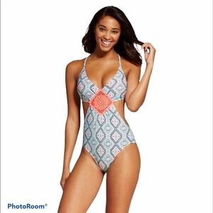 One Piece Swimsuit with Crochet Detail, Small